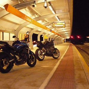at the train station